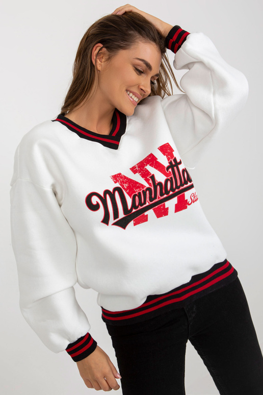 Bílá mikina s potiskem bez kapuce Bílá mikina s potiskem bez kapuce