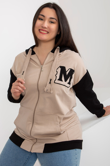 Béžová a černá mikina s kapucí