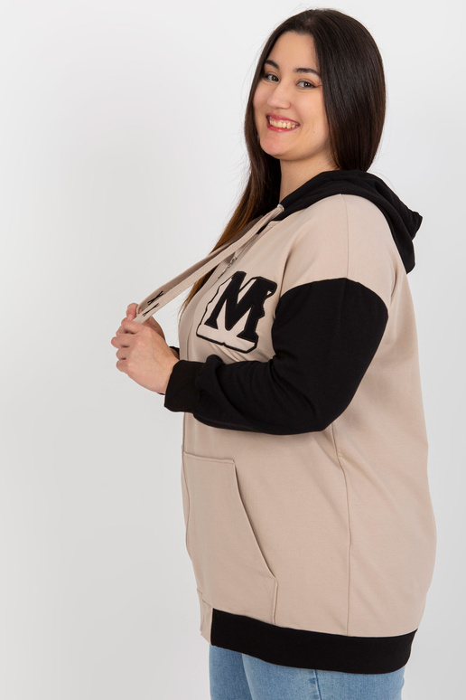 Béžová a černá mikina s kapucí