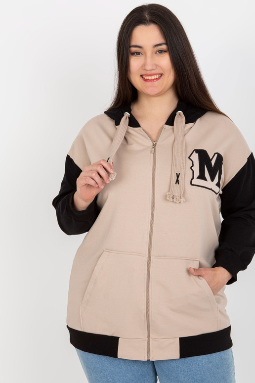 Béžová a černá mikina s kapucí