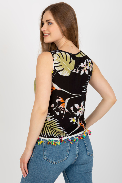 Černá letní halenka s potiskem a...