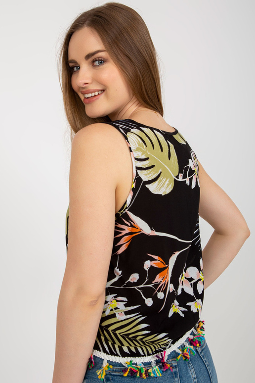 Černá letní halenka s potiskem a...