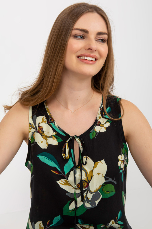 Černá květinová halenka s ozdobným...