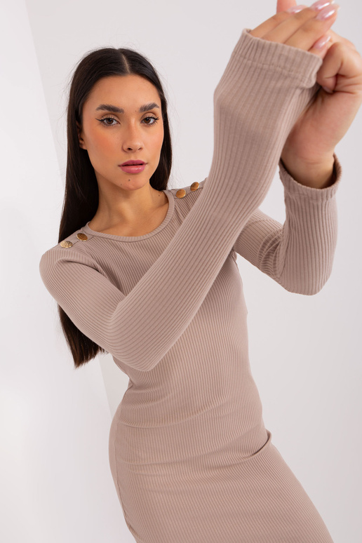 Sukienka-RV-SK-9219.13P-ciemny bezowy