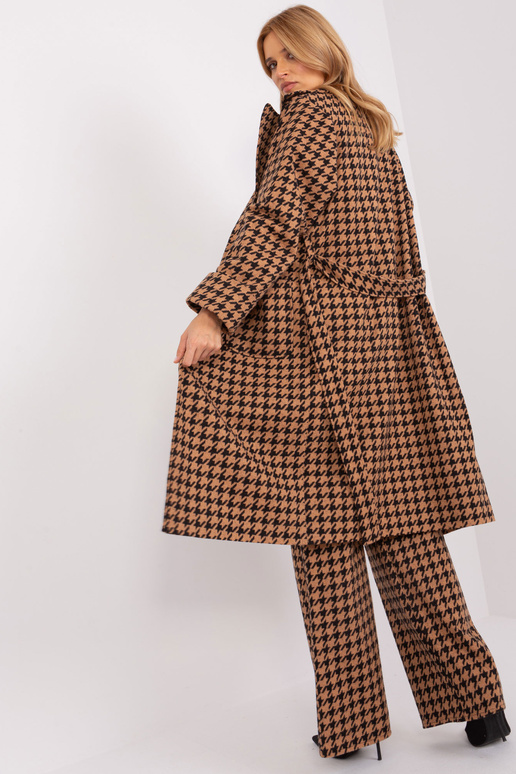 Płaszcz-LK-PL-509407.96P-camelowy Płaszcz-LK-PL-509407.96P-camelowy