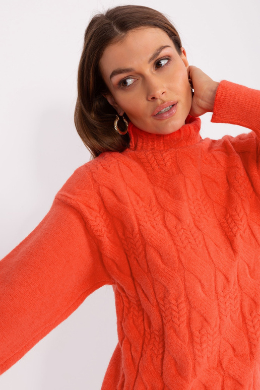 Sweter-AT-SW-23401.97P-pomarańczowy
