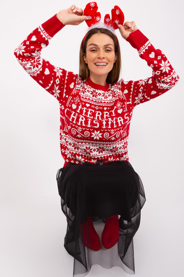 Sweter-D90057AB90883A-czerwony 2