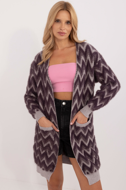 Cardigan-AT-SW-2340-A.00-tmavě fialová