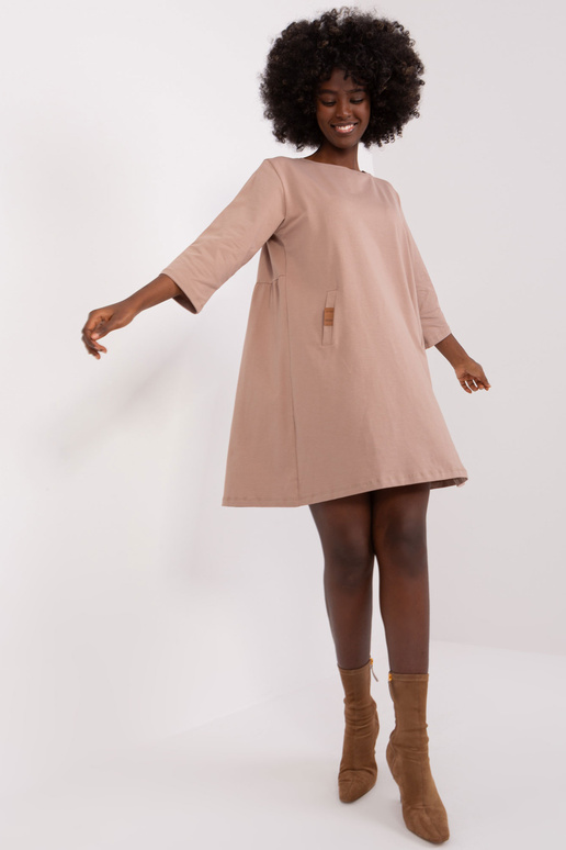 Sukienka-RV-SK-6274.36P-ciemny bezowy