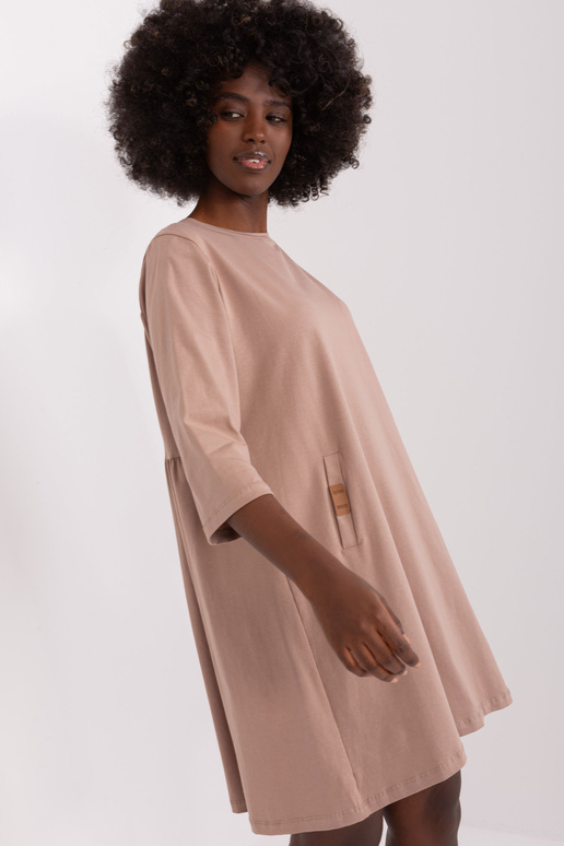 Sukienka-RV-SK-6274.36P-ciemny bezowy