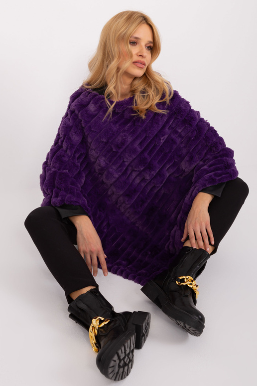 Poncho-AT-PN-2347.68-ciemny fioletowy