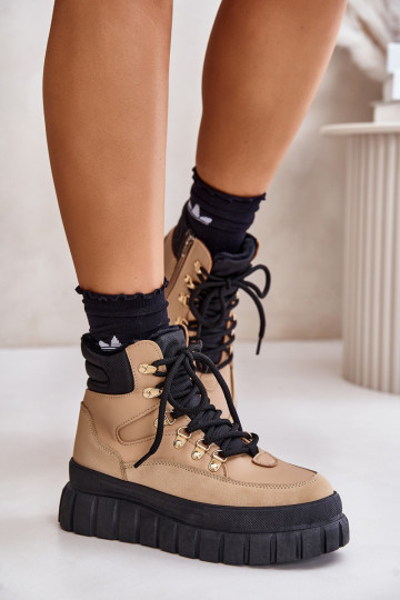 zateplené Dřeváky boty s platformou hnědá Jelenia