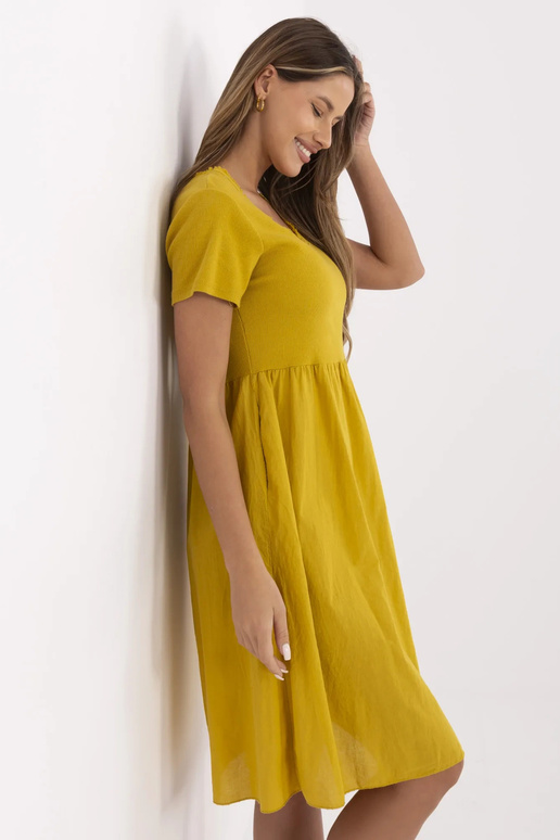 Šaty-DHJ-SK-25370.85-tmavě žluté Šaty-DHJ-SK-25370.85-tmavě žluté