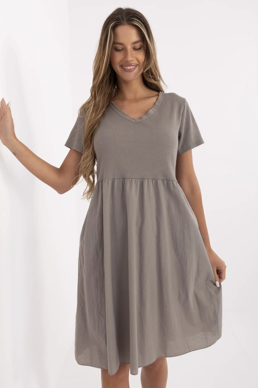 Šaty-DHJ-SK-25370.85-tmavě béžové Šaty-DHJ-SK-25370.85-tmavě béžové