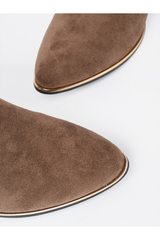 béžové boty ze semiše na podpatku