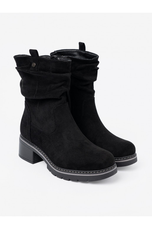 Dámské podpatky Černé z ozdobnym marszczeniem