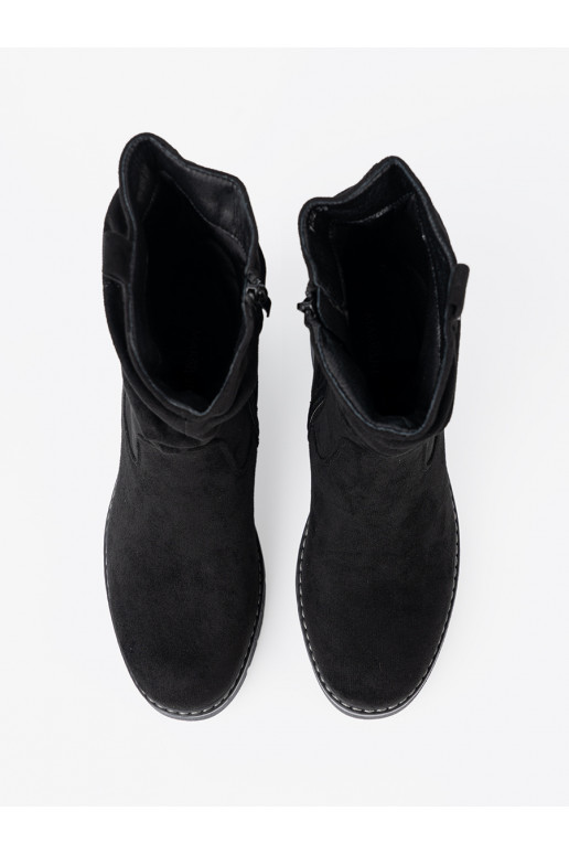 Dámské podpatky Černé z ozdobnym marszczeniem