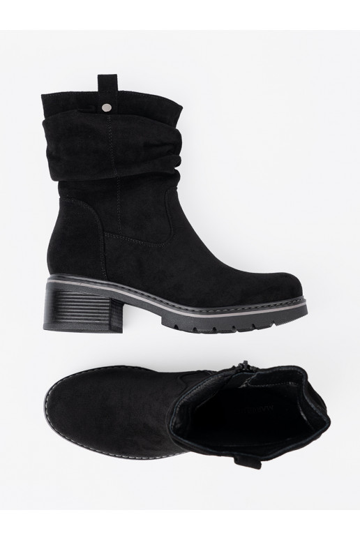 Dámské podpatky Černé z ozdobnym marszczeniem