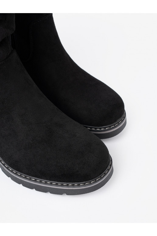 Dámské podpatky Černé z ozdobnym marszczeniem