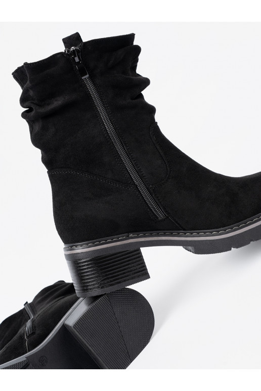 Dámské podpatky Černé z ozdobnym marszczeniem