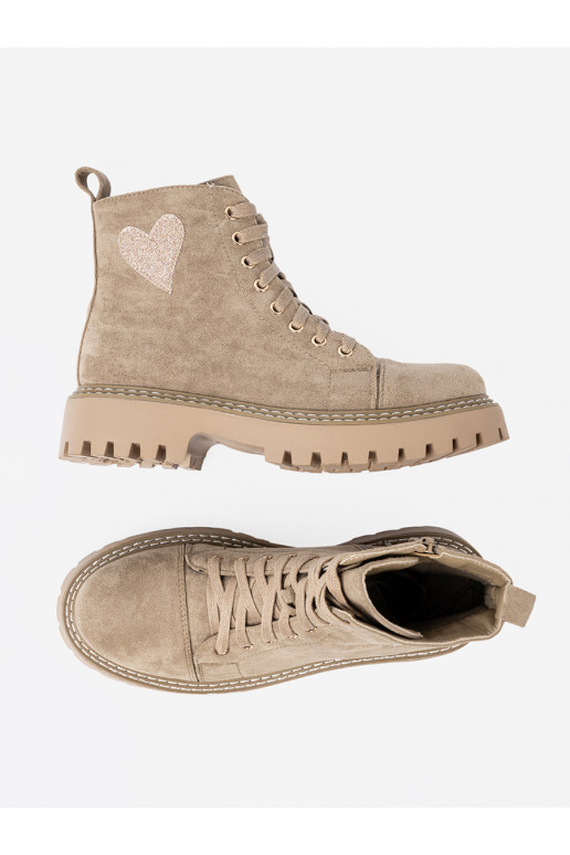 béžové Dámské boty  i grubą podeszwą