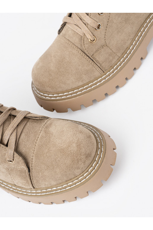 béžové Dámské boty  i grubą podeszwą