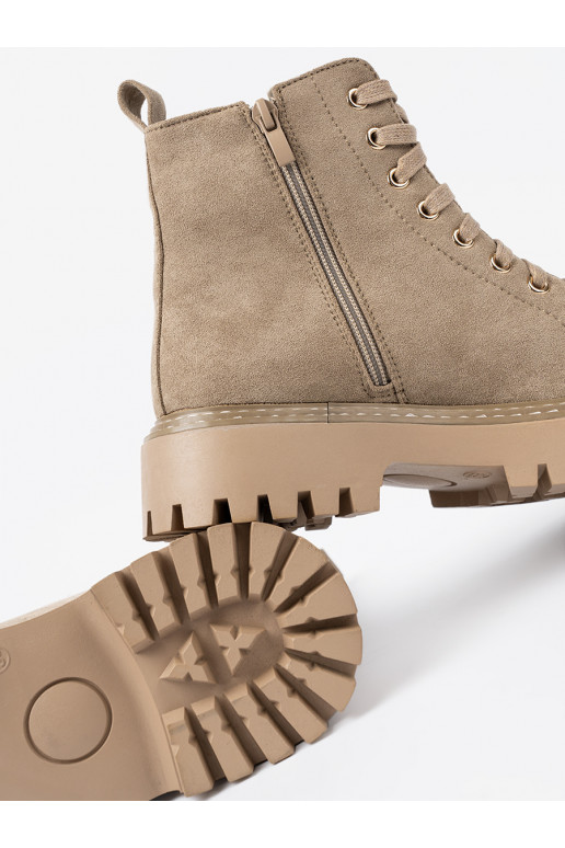 béžové Dámské boty  i grubą podeszwą