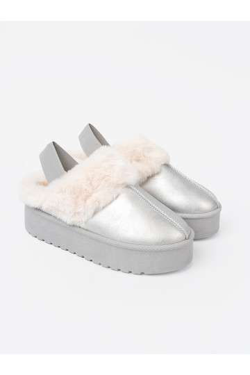 stříbrné barvy  s kožešinou i platformą 2