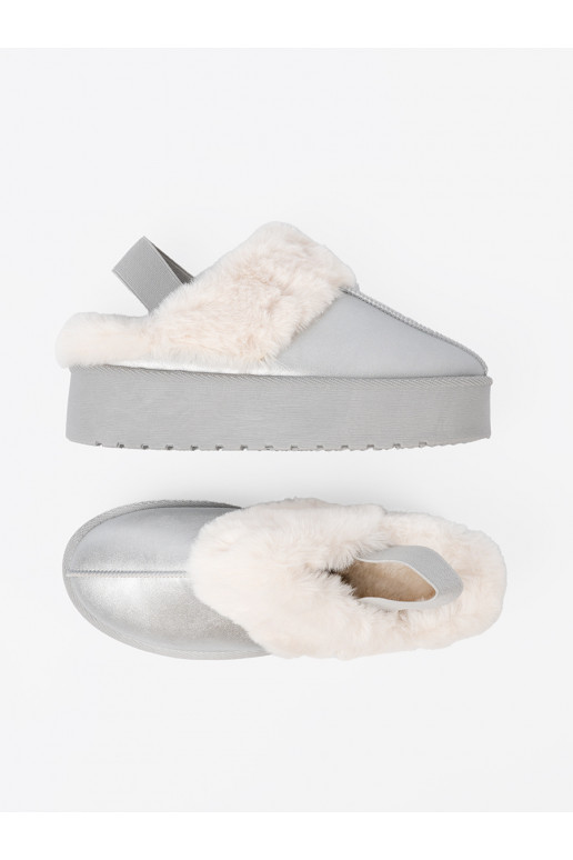 stříbrné barvy  s kožešinou i platformą