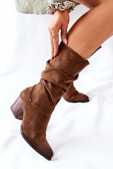  dlouhé boty ze semiše hnědá Ranafast 2