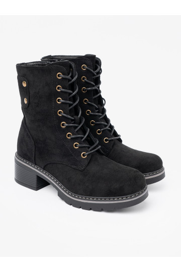 Černé se šněrováním Dámské boty z grubą podeszwą 2