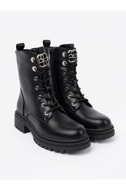 Černé Dámské boty se šněrováním 