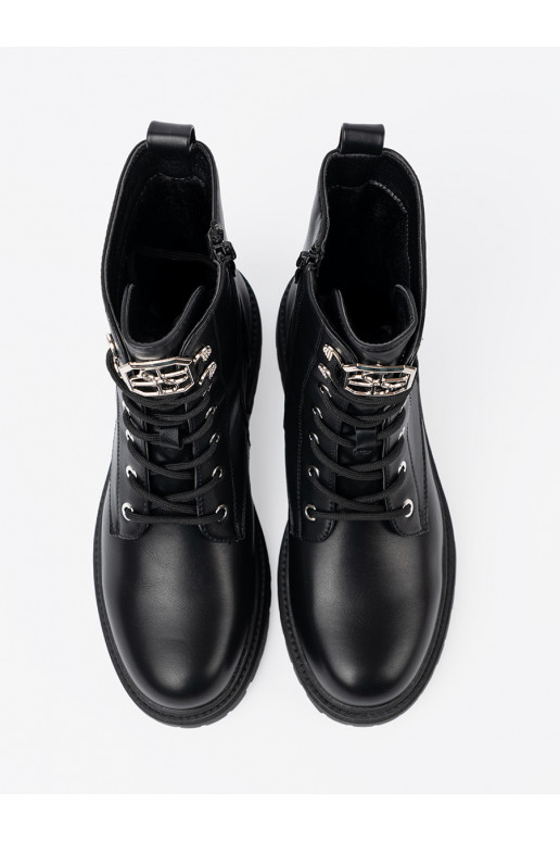 Černé Dámské boty se šněrováním 