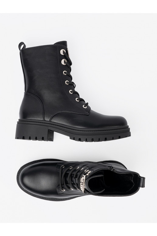 Černé Dámské boty se šněrováním 