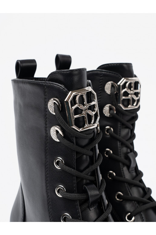 Černé Dámské boty se šněrováním 