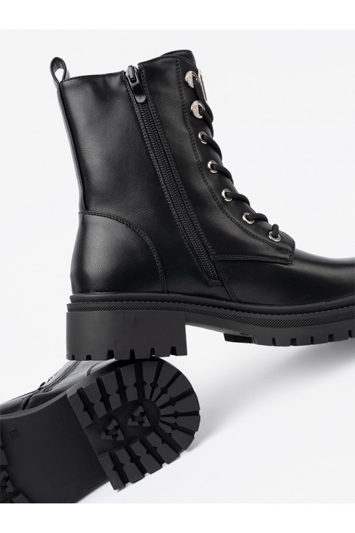 Černé Dámské boty se šněrováním 