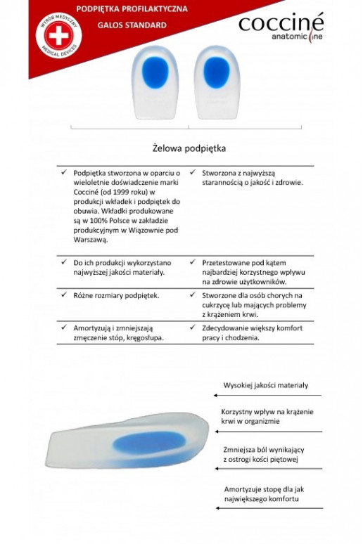 COCCINE GALOS vložky do bot Na Ostrogi Z Żelu