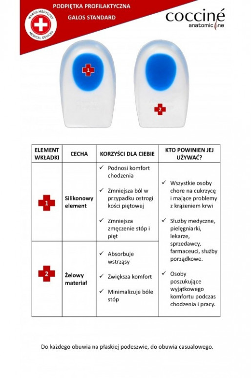 COCCINE GALOS vložky do bot Na Ostrogi Z Żelu