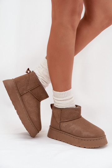 Sněhule  s platformou zateplené s kožešinou uvnitř khaki Vesirae 2