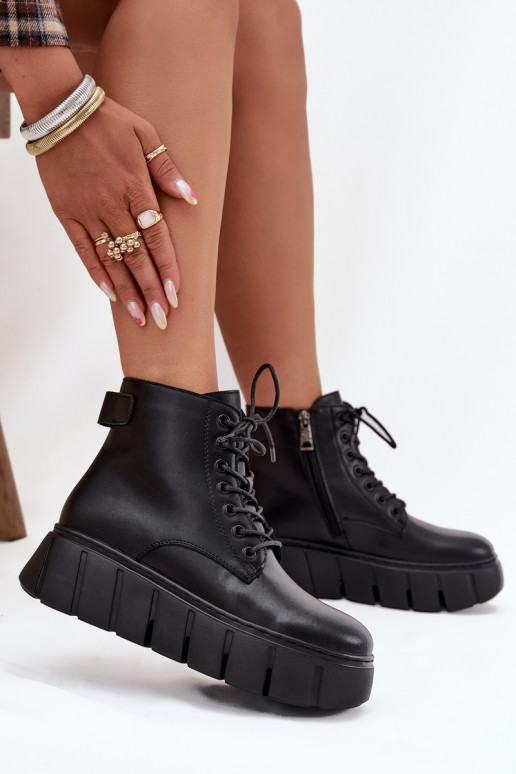 zateplené Dámské podpatky s platformou Vinceza 66803 Černé  zateplené Dámské podpatky s platformou Vinceza 66803 Černé