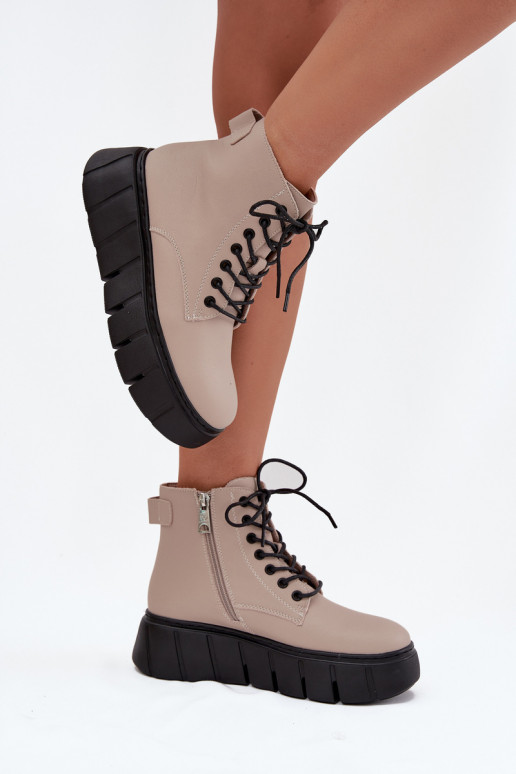 zateplené Dámské podpatky s platformou Vinceza 66803 béžové  zateplené Dámské podpatky s platformou Vinceza 66803 béžové