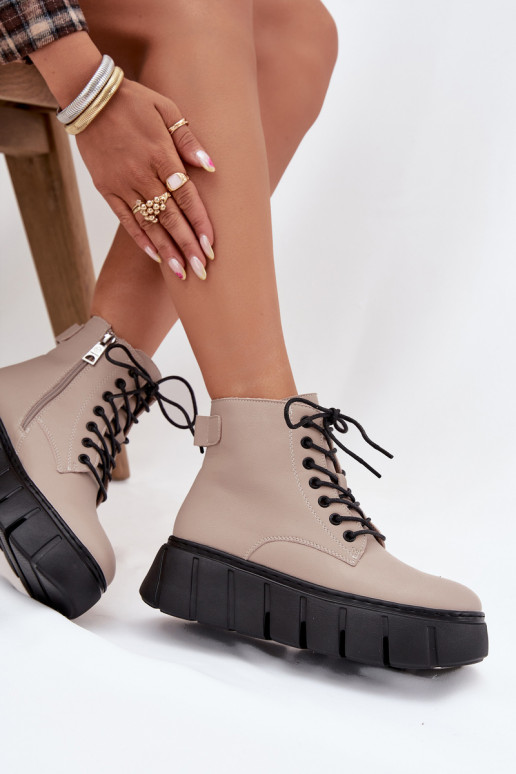 zateplené Dámské podpatky s platformou Vinceza 66803 béžové  zateplené Dámské podpatky s platformou Vinceza 66803 béžové