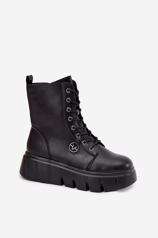 boty   s platformou zateplené Vinceza 58588 Černé boty   s platformou zateplené Vinceza 58588 Černé