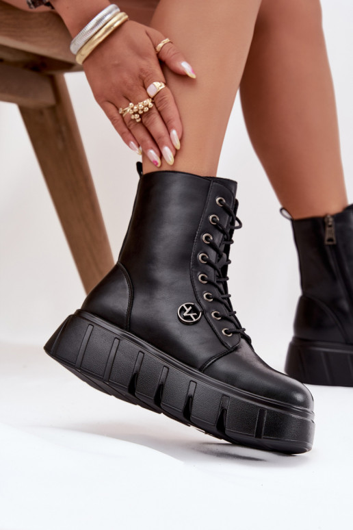 boty   s platformou zateplené Vinceza 58588 Černé boty   s platformou zateplené Vinceza 58588 Černé