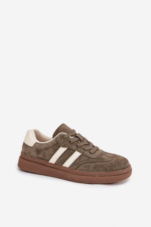 Tenisky  ze semiše s platformou khaki Sylviona