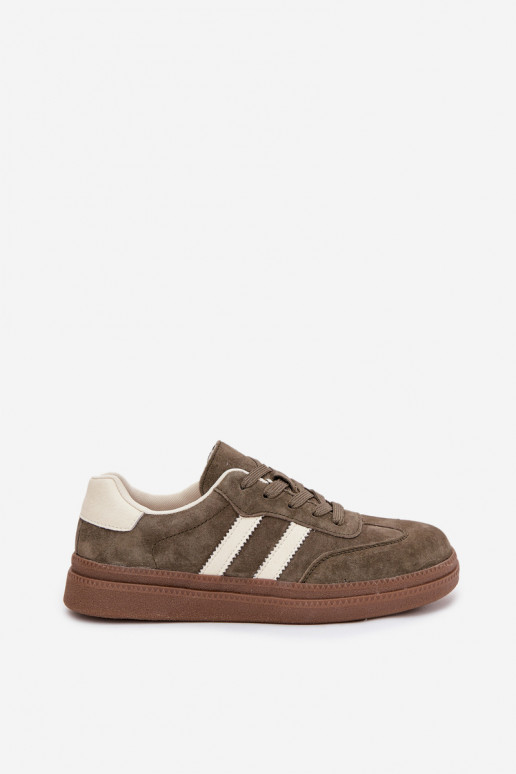 Tenisky  ze semiše s platformou khaki Sylviona