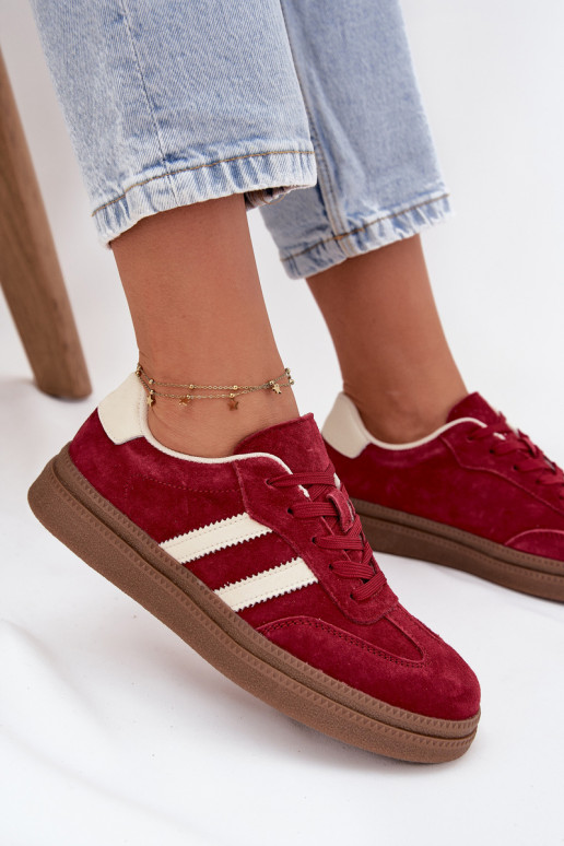 Tenisky  ze semiše s platformou vínová Sylviona