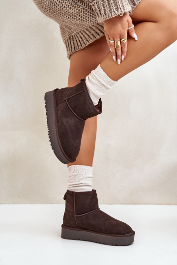  ze semiše Sněhule s platformou  hnědá Rianaella 2