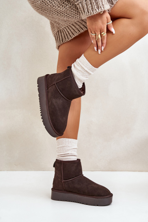  ze semiše Sněhule s platformou  hnědá Rianaella