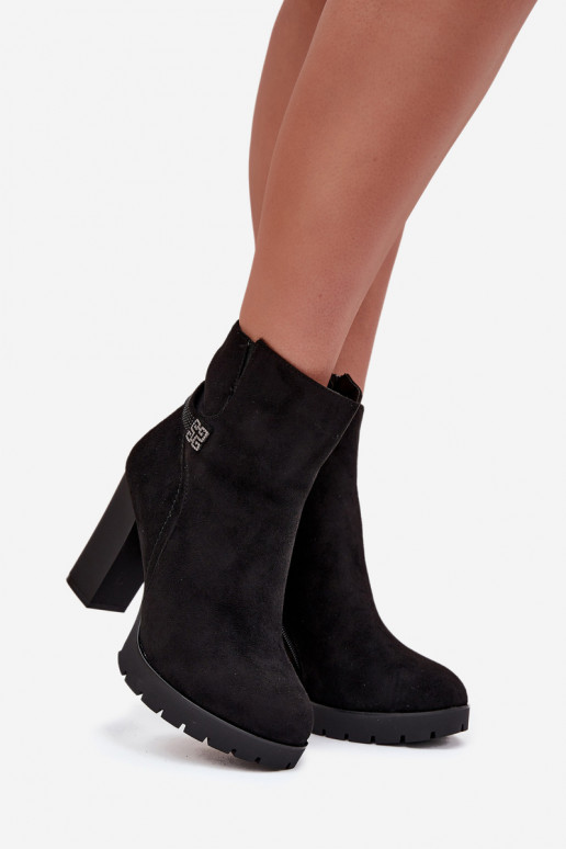 zateplené Dámské podpatky se zdobenými podpatky Černé Zayna